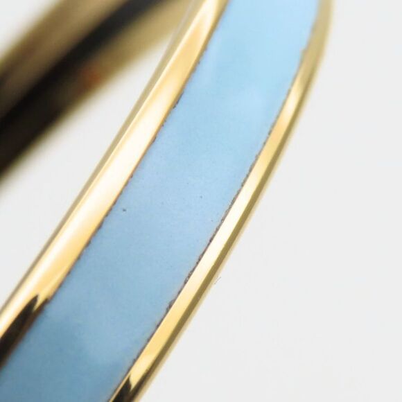 Hermes Bracelet Uni Bangle Metal Enamel Blue Gold Plated GP Accessories Ladies - Picture 6 of 9